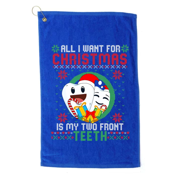 All I Want For Christmas Is My Two Front Teeth Funny Cool Gift Platinum Collection Golf Towel