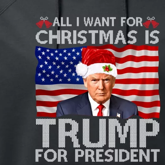 All I Want For Christmas Is Trump For President Trump 2024 Performance Fleece Hoodie