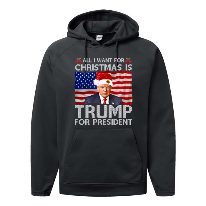 All I Want For Christmas Is Trump For President Trump 2024 Performance Fleece Hoodie