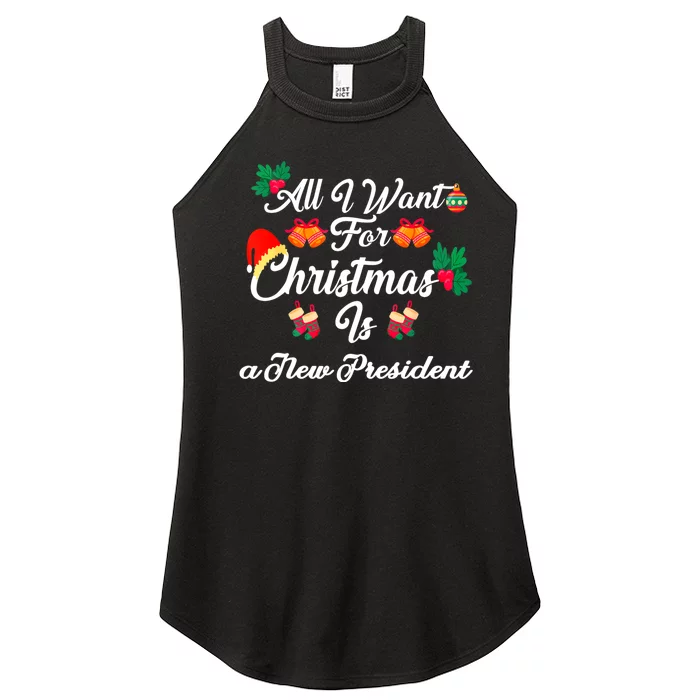 All I Want For Christmas Is New President Women’s Perfect Tri Rocker Tank