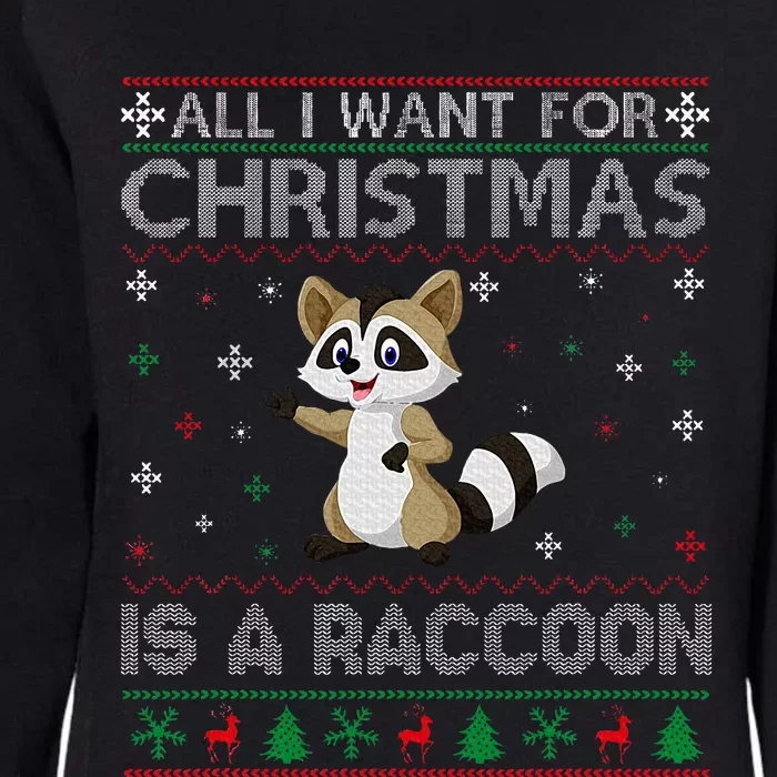 All I Want for Christmas is a Raccoon Ugly Xmas Sweater Womens California Wash Sweatshirt