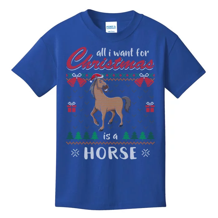 All I Want For Christmas Is A Horse Ugly Christmas Sweater Gift Kids T-Shirt