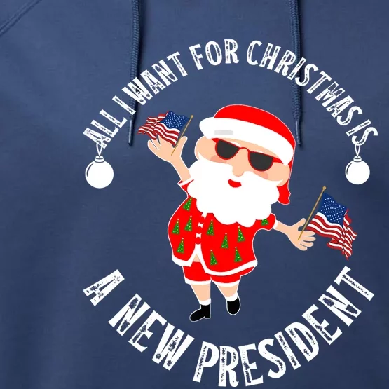 All I Want For Christmas Is A New President Gingerbread Man Performance Fleece Hoodie