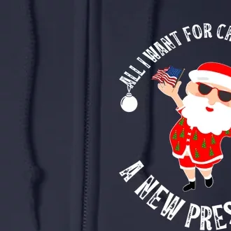 All I Want For Christmas Is A New President Gingerbread Man Full Zip Hoodie