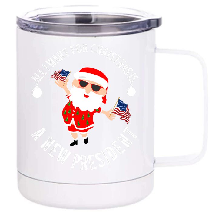 All I Want For Christmas Is A New President Gingerbread Man Front & Back 12oz Stainless Steel Tumbler Cup