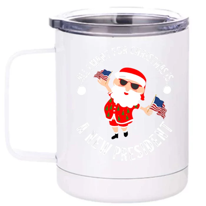 All I Want For Christmas Is A New President Gingerbread Man Front & Back 12oz Stainless Steel Tumbler Cup