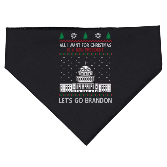 All I Want For Christmas Is A New President Let's Go Brandon USA-Made Doggie Bandana