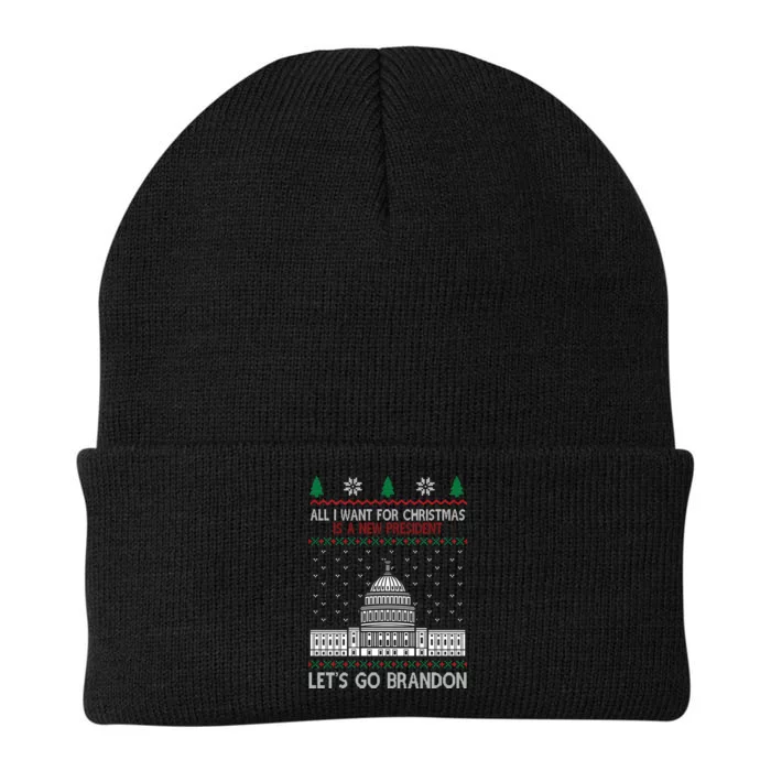 All I Want For Christmas Is A New President Let's Go Brandon Knit Cap Winter Beanie