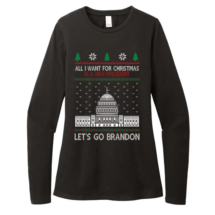 All I Want For Christmas Is A New President Let's Go Brandon Womens CVC Long Sleeve Shirt