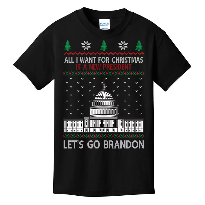 All I Want For Christmas Is A New President Let's Go Brandon Kids T-Shirt