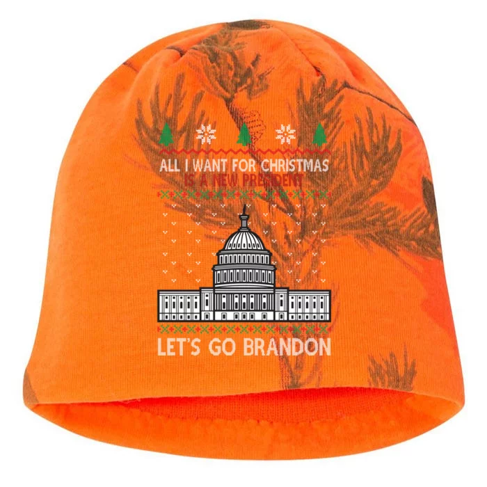 All I Want For Christmas Is A New President Let's Go Brandon Kati - Camo Knit Beanie