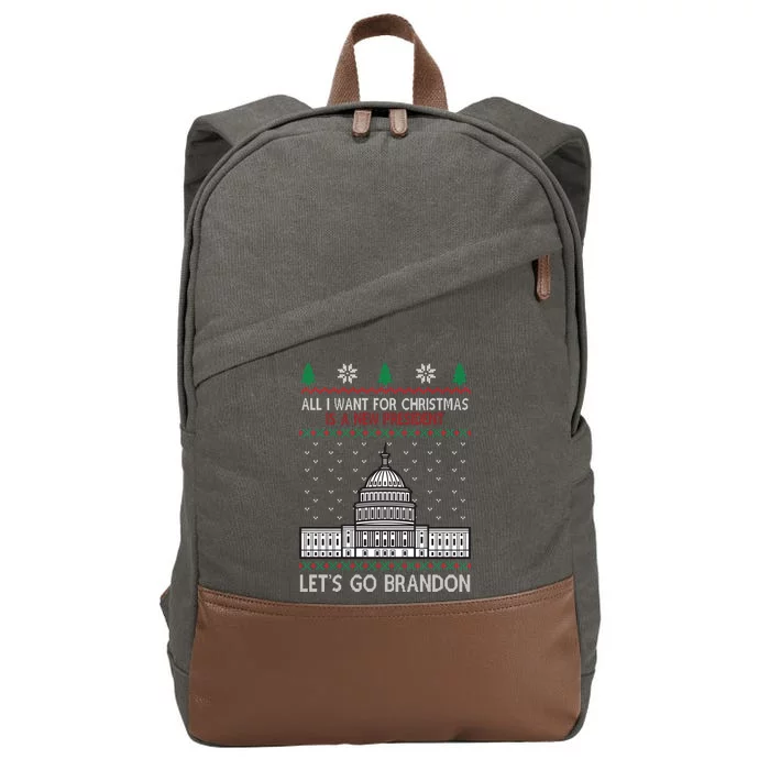 All I Want For Christmas Is A New President Let's Go Brandon Cotton Canvas Backpack