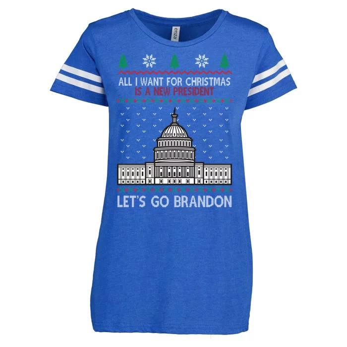 All I Want For Christmas Is A New President Let's Go Brandon Enza Ladies Jersey Football T-Shirt