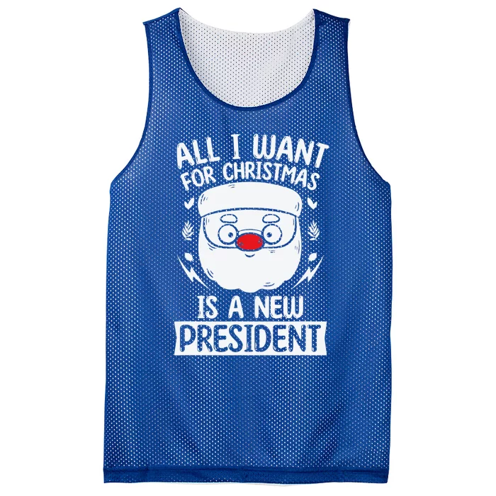 All I Want For Christmas Is A New President Design Funny Gift Mesh Reversible Basketball Jersey Tank