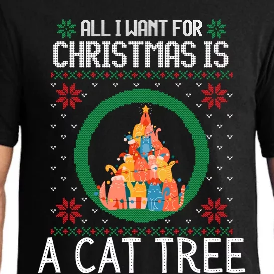 All I Want For Christmas Is A Cat Tree Ugly Xmas Sweater Fun Gift Pajama Set