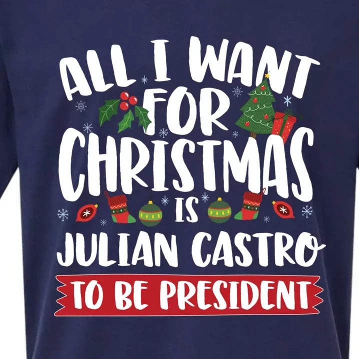 All I Want For Christmas Is Julian Castro To Be President Gift Sueded Cloud Jersey T-Shirt