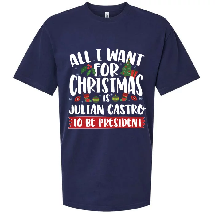 All I Want For Christmas Is Julian Castro To Be President Gift Sueded Cloud Jersey T-Shirt