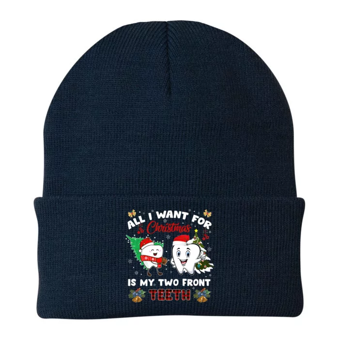 All I Want For Christmas Is My Two Front Teeth Funny Great Gift Knit Cap Winter Beanie