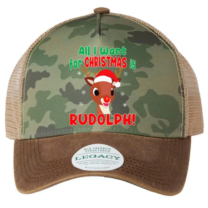 All I Want for Christmas Rudolph Red Nose Reindeer Legacy Tie Dye Trucker Hat