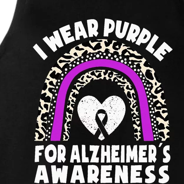 Alzheimers I Wear Purple For Alzheimers Awareness Rainbow Ladies Tri-Blend Wicking Tank