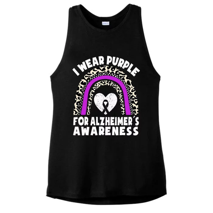 Alzheimers I Wear Purple For Alzheimers Awareness Rainbow Ladies Tri-Blend Wicking Tank