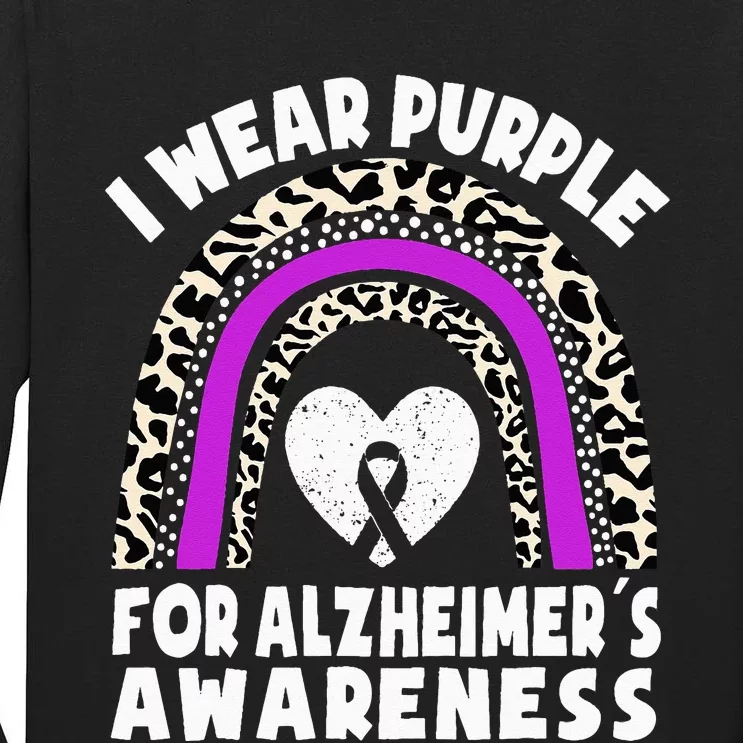 Alzheimers I Wear Purple For Alzheimers Awareness Rainbow Tall Long Sleeve T-Shirt