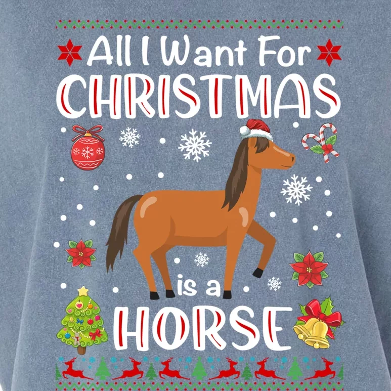 All I Want For Christmas Is A Horse Funny Xmas Holiday Gift Garment-Dyed Women's Muscle Tee