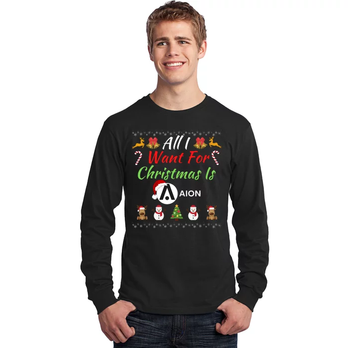 All I Want For Christmas Is AION, HODL AION, Crypto AION Logo Long Sleeve Shirt