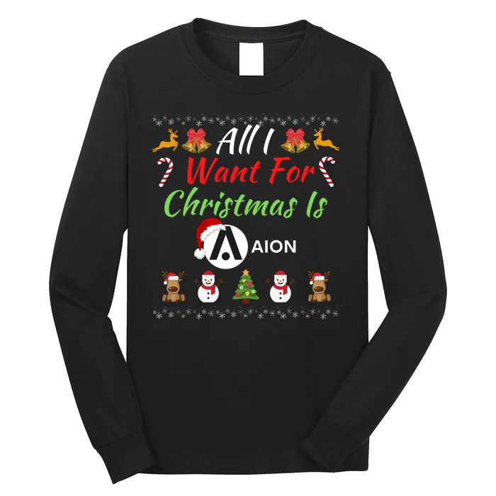 All I Want For Christmas Is AION, HODL AION, Crypto AION Logo Long Sleeve Shirt