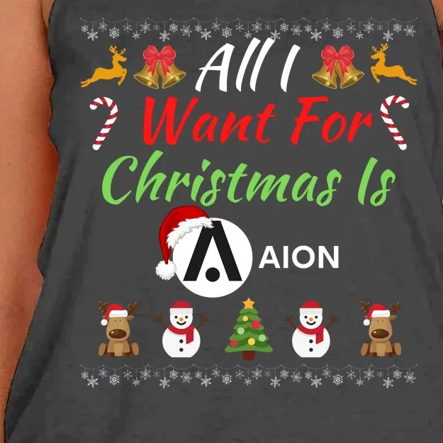 All I Want For Christmas Is AION, HODL AION, Crypto AION Logo Women's Knotted Racerback Tank