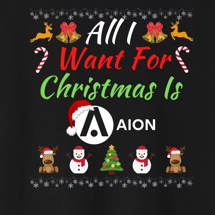 All I Want For Christmas Is AION, HODL AION, Crypto AION Logo Women's Crop Top Tee