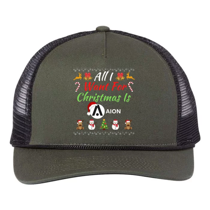 All I Want For Christmas Is AION, HODL AION, Crypto AION Logo Retro Rope Trucker Hat Cap