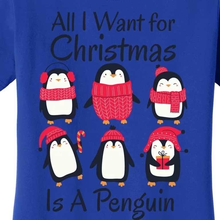 All I Want For Christmas Is A Penguin Xmas Funny Animal Great Gift Women's T-Shirt