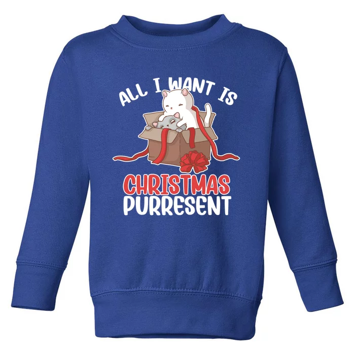 All I Want Is Christmas Purresent Kitten Cat Christmas Cool Gift Toddler Sweatshirt