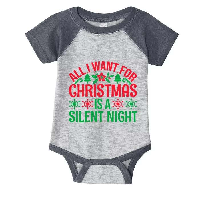 All I Want For Christmas Is A Silent Night Infant Baby Jersey Bodysuit