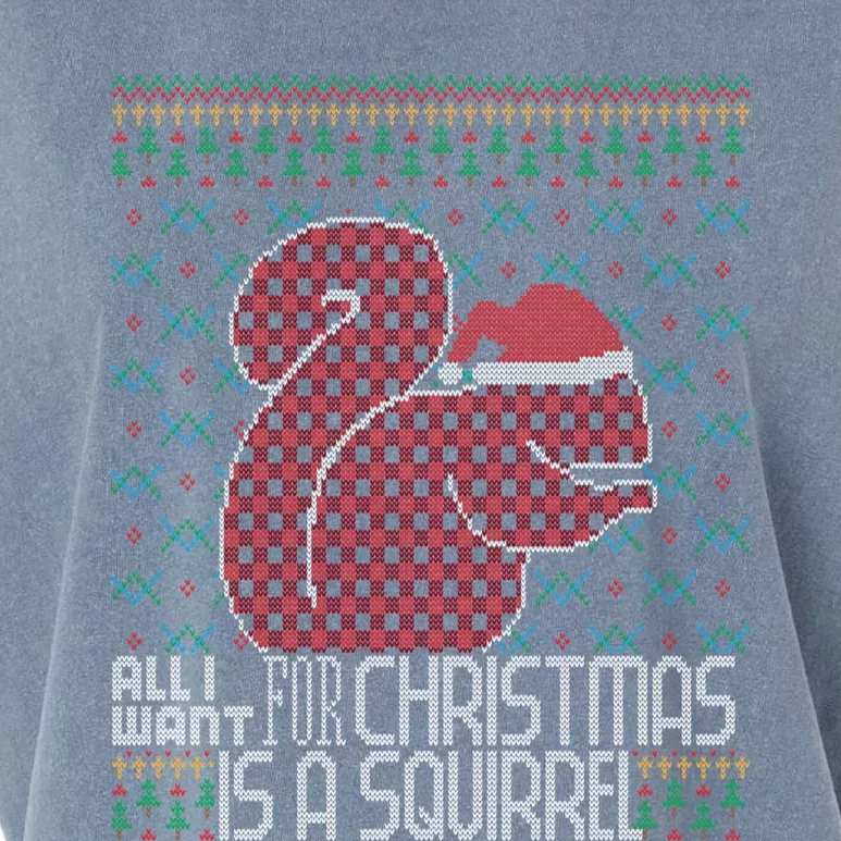 All I Want Is A Squirrel Red Plaid Ugly Christmas Sweater Gift Garment-Dyed Women's Muscle Tee