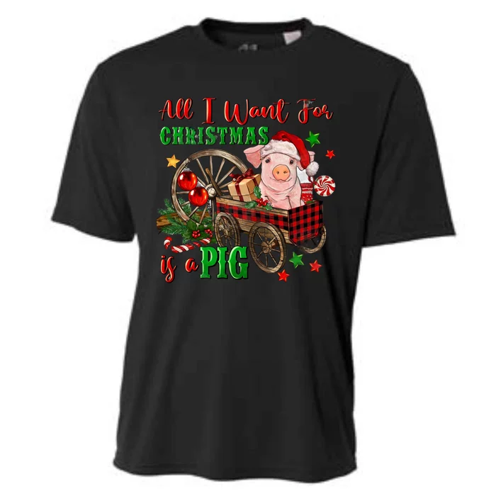 All I Want For Christmas Is A Pig Merry Christmas Pajamas Funny Gift Cooling Performance Crew T-Shirt