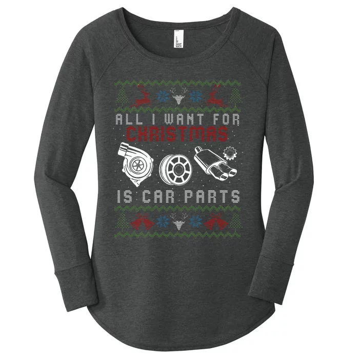 All I Want For Christmas Is More Car Parts Ugly Christmas Women's Perfect Tri Tunic Long Sleeve Shirt