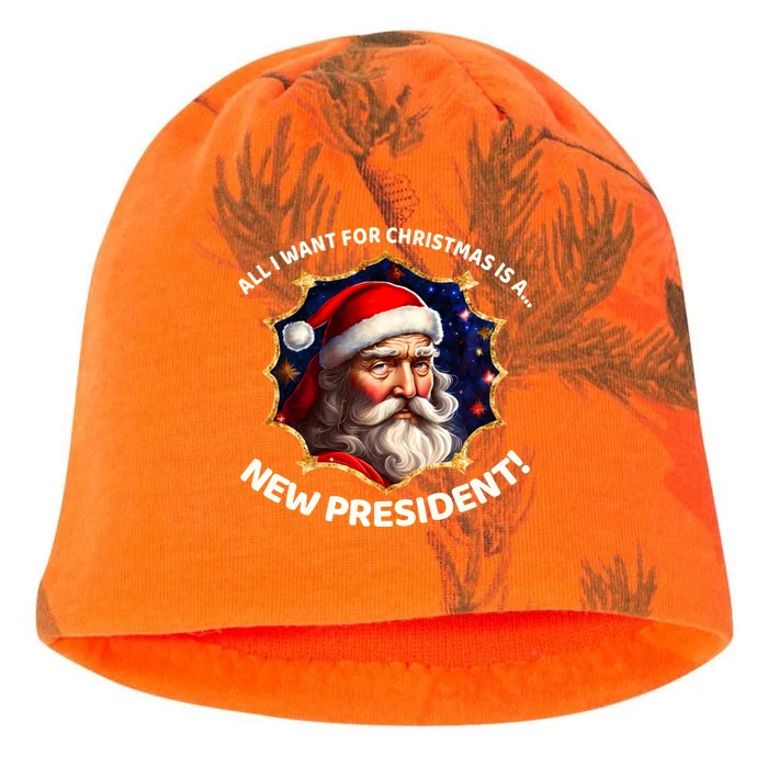 All I Want For Christmas Is A New President Santa Claus Kati - Camo Knit Beanie