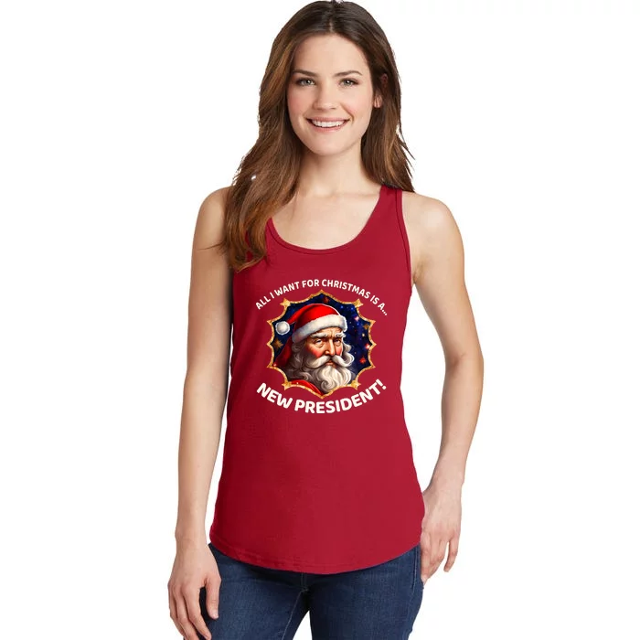 All I Want For Christmas Is A New President Santa Claus Ladies Essential Tank