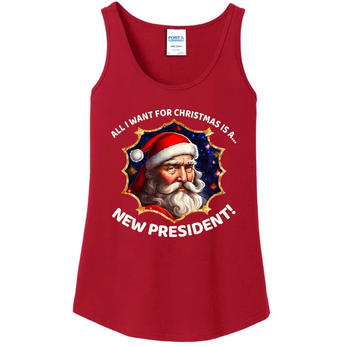 All I Want For Christmas Is A New President Santa Claus Ladies Essential Tank