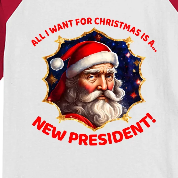 All I Want For Christmas Is A New President Santa Claus Kids Colorblock Raglan Jersey