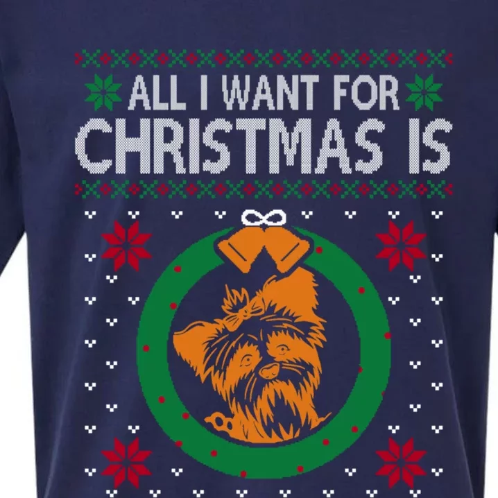 All I Want For Christmas Is Yorkshire Terriers Gift Sueded Cloud Jersey T-Shirt