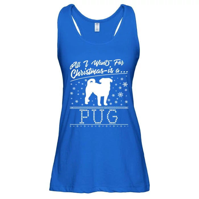 All I Want For Christmas Is A Pug Cute Gift Ladies Essential Flowy Tank