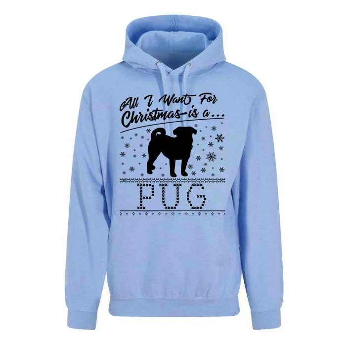 All I Want For Christmas Is A Pug Cute Gift Unisex Surf Hoodie