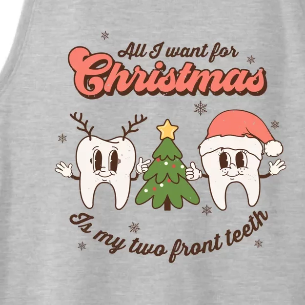 All I Want For Christmas Is My Two Front Teeth Funny Gift Ladies Tri-Blend Wicking Tank