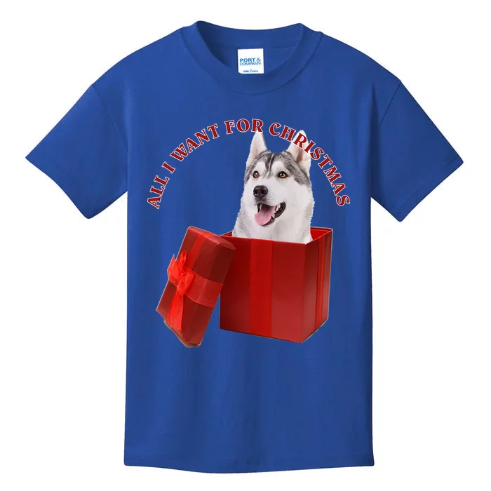 All I Want For Christmas Siberian Husky Gift Kids T-Shirt