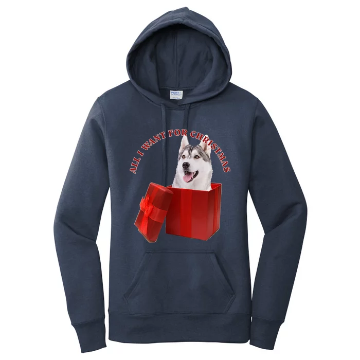 All I Want For Christmas Siberian Husky Gift Women's Pullover Hoodie