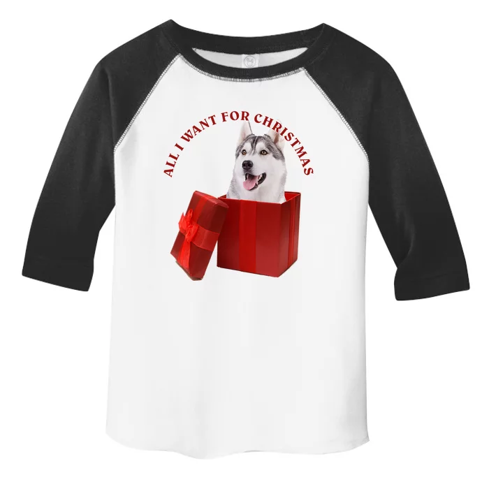 All I Want For Christmas Siberian Husky Gift Toddler Fine Jersey T-Shirt