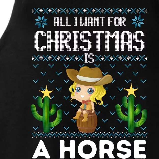 All I Want For Christmas Is A Horse Cow Xmas Sweater Fun Great Gift Ladies Tri-Blend Wicking Tank